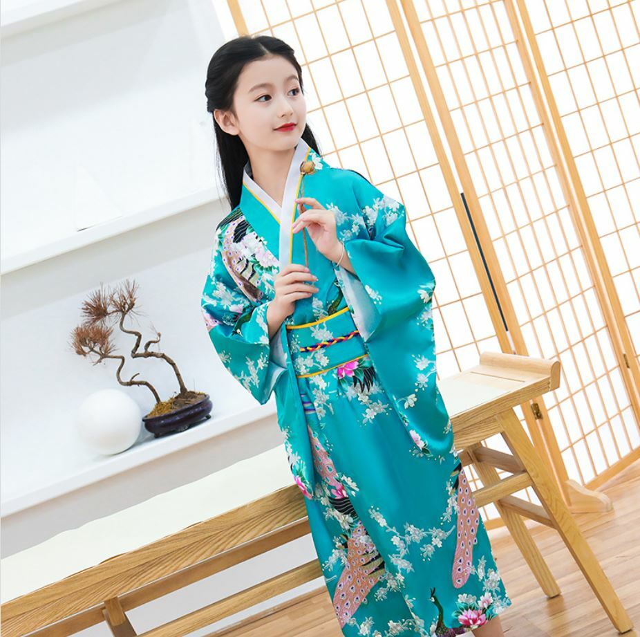 blue kimono outfit